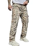 PLEPAN Men's Camo Cargo Pants Casual Stretch Drawstring...