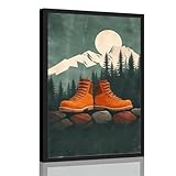 Framed hiking boots and mountain landscape Poster...