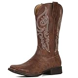 IUV Cowboy Boots for Women Mid Calf Square Toe Cowgirl...