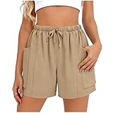 Womens Summer Casual Fashion Loose Straight Leg Elastic...