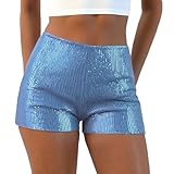 Women's Sequin Mini Shorts Low Rise Glitter Sparkling...