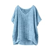 Short Sleeve Cotton Linen Shirts for Women Work Out...