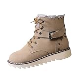 Khaki Womens Winter Snow Boots Lace Up Fur Lined Thick...
