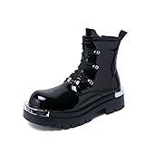 Men's Genuine Leather Platform Lace Round Toe Non-Slip...