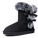 WFL Women Snow Boots Classic Mid-calf Fur Lining...