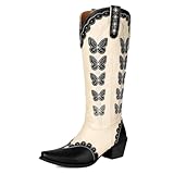 Etebella Butterfly Embroidered Cowboy Boots For Women...