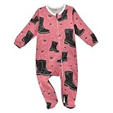 Plaaee Unisex-baby One-piece Footie,Black Boots Zip Up...