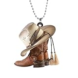 Cowboy Boots Hats Car Rear View Mirror Charm, Car...