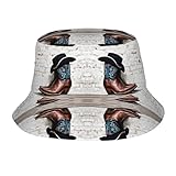 Cowboy Hat and Boots Adult Sun Bucket Hat with All-Over...