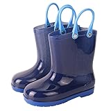 NSQFKALL Boys Girls Rubber Rain Boots with Handle Solid...