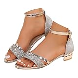 Women's Glitter Ankle Strap Chunky Heeled Sandals...