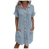 Women's Casual Button Down Shirt Dress Mid Length Loose...
