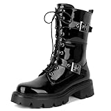 Eldof Combat Boots for Women Ankle Booties Lace Up...