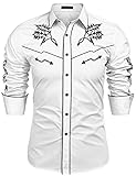 COOFANDY Mens Western Cowboy Shirt Embroidered Denim...