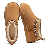 Litfun Genuine Suede Mini Boots for Women Winter Fuzzy...