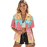 Eheartsgir Icecream Button Shirts for Women Short...