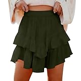 Womens Boho Ruffle Tiered Mini Skirt Casual High...