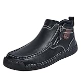 Mens Leather High-Top Loafers Casual Leather Handmade...