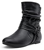 Vepose Women's Slouch Ankle Flat Boots, Black Fashion...