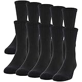 Gildan Men's Active Cotton Crew Socks, 10-Pairs, Black,...