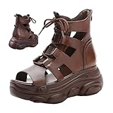 HNEOWGN Women's Summer Genuine Leather Platform Ankle...