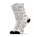 Coffee White Pattern Crew Socks for Women Men Boot...