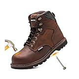 TOSAFZXY Work Safety Boots for Men Durable Crazy-Horse...