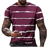 Men's Striped Cotton T-Shirts Trendy Color Block Short...