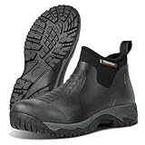 TerraTrax Black Waterproof Garden Farm Rubber Boots,...