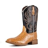 SUREWAY Men‘s Full Grain Leather Cowboy Boots with...