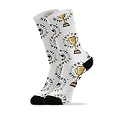 Sports Soccer Ball White Print Crew Socks for Women Men...
