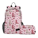 Selerdon Kids Backpack Valentines Cowboy Boots Pink...