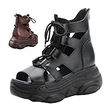 HNEOWGN Women's Summer Genuine Leather Platform Ankle...