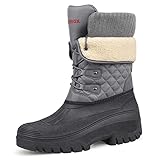 Knixmax Outdoor Women's Snow Boots Mid-Calf Waterproof...