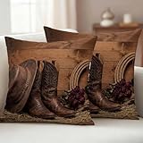 Outdoor Throw Pillow Cases Vintage Western Cowboy Boots...