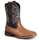 Lumeheel Cowboy Boots for Men - Ostrich Western Square...