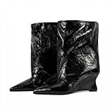 Kekonaca Women's Wedge Wide Calf Boots Slouchy Mid Calf...