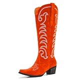 Women’s Plus Size Wide Calf Suede Cowgirl Boots –...
