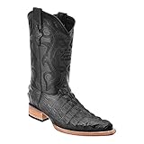 Men’s White Diamonds Cowboy Boots Caiman Tail Print...
