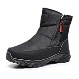 Naxsuia Mens Waterproof Snow Boots Winter Warm Fur...