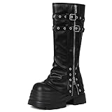 Accloris Fold Over Boots Platform Mid Calf Goth Y2k...