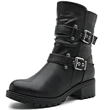 GLOBALWIN Fashion Ankle Boots For Women Black Biker...