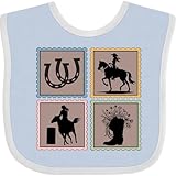 inktastic Rodeo Cowgirl Stamps Baby Bib Blue and White...