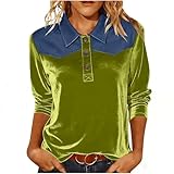 Velvet Tops for Women 3/4 Sleeve Lapel Collar Shirts...