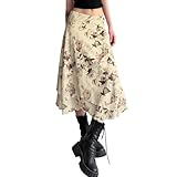 Mandonce Boho Flowy Skirt Floral Print Midi Skirts for...