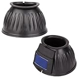 Horse Bell Boots, 3.5 in Overreach Boots, Black Rubber,...