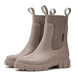 SIYAKE Women's Waterproof Lug Sole Chelsea Ankle Boots...