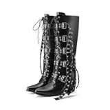 Kekonaca Women's Buckle Long Straps Boots Knee High...