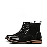 Men’s Suede & Patent Leather Cap-Toe Boots –...