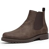 CGRRBW Men's Chelsea Boots Suede Leather Casual Cowboy...